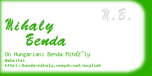 mihaly benda business card